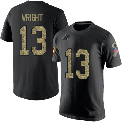 Carolina Panthers Men Black Camo Jarius Wright Salute to Service NFL Football #13 T Shirt